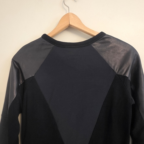 Rag & Bone Women's XS Black Leather Sweatshirt Sweater Baseball Sleeve $425 - Picture 6 of 13